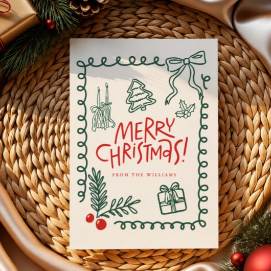 かわいいクリスマスカード 落書き風で楽しい