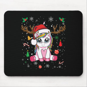 かわいいクリスマスガールズウィメンズクリスマスユニコーンディアキリ マウスパッド