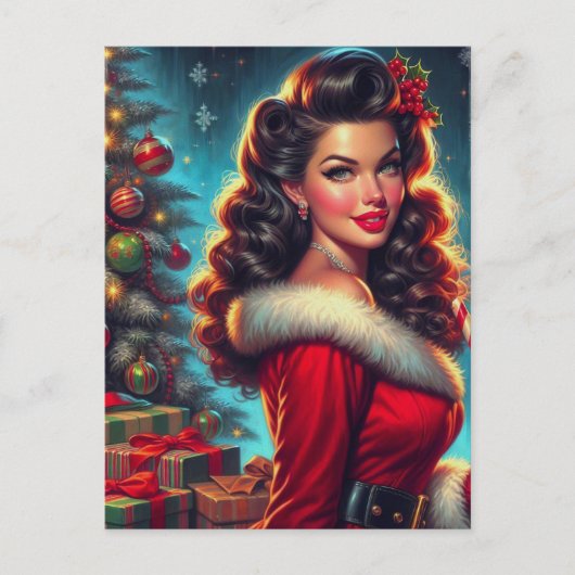 かわいいクリスマスガール ポストカード (正面)