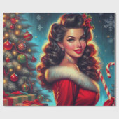 かわいいクリスマスガール ラッピングペーパー (フラット)