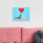 かわいいクリスマスキスをするシール キャンバスプリント (インサイチュ (リビング))