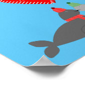 かわいいクリスマスキスをするシール ポスター (角)