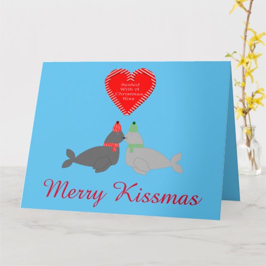 かわいいクリスマスキッシングシールカスタムハズバンド カード (黄色い花)