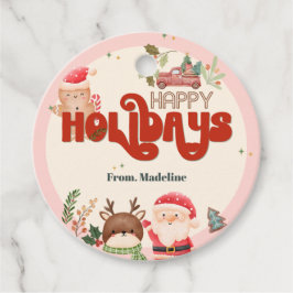 かわいいクリスマスキッズサンタホリデーパーティーの招待 フェイバータグ