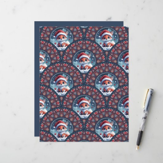 かわいいクリスマスキツネアールデコドットマンダラスカロプス (正面/裏面インサイチュ)