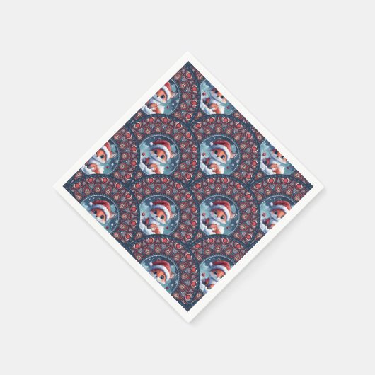 かわいいクリスマスキツネアールデコドットマンダラスカロプス スタンダードカクテルナプキン (角)