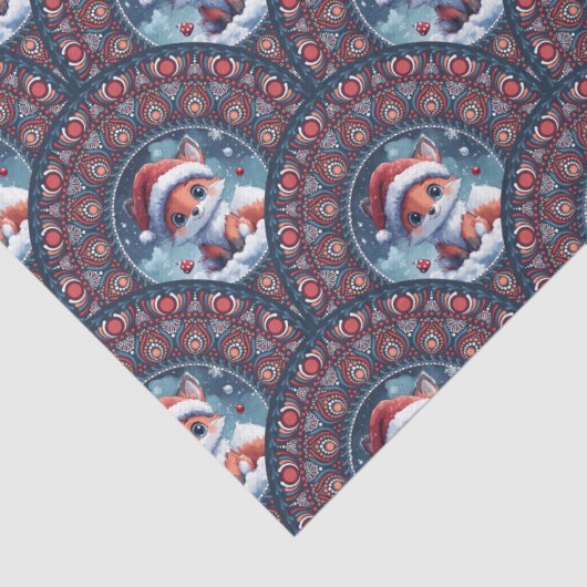 かわいいクリスマスキツネアールデコドットマンダラスカロプス 薄葉紙 (詳細)