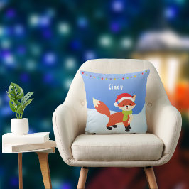 かわいいクリスマスキツネオンスノー装飾用クッション クッション
