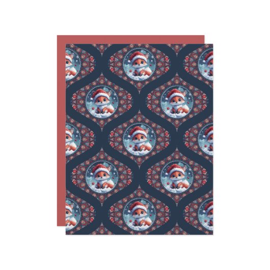 かわいいクリスマスキツネドットマンダラオジーダマスク紙 (正面/裏面インサイチュ)