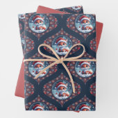 かわいいクリスマスキツネドットマンダラオジーダマスク ラッピングペーパーシート (インサイチュ)