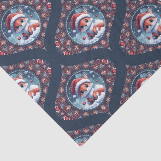 かわいいクリスマスキツネドットマンダラオジーダマスク 薄葉紙 (詳細)