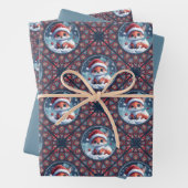 かわいいクリスマスキツネドットマンダラダイヤモンドタイル ラッピングペーパーシート (インサイチュ)