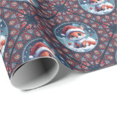 かわいいクリスマスキツネドットマンダラダイヤモンドタイル ラッピングペーパー (ロールコーナー)