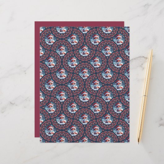 かわいいクリスマスキツネドットマンダラデコファン紙 (正面/裏面インサイチュ)