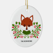 かわいいクリスマスキツネ写真 セラミックオーナメント (右)