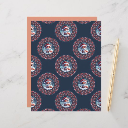 かわいいクリスマスキツネ水玉模様マンダラスクラップブック (正面/裏面インサイチュ)