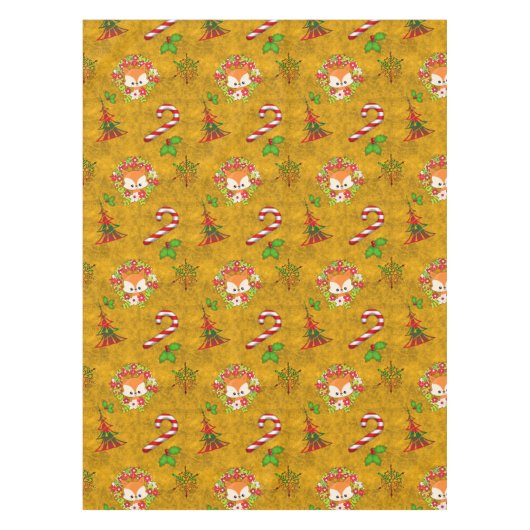 かわいいクリスマスキツネ テーブルクロス (正面)