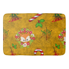 かわいいクリスマスキツネ バスマット