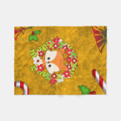 かわいいクリスマスキツネ フリースブランケット (正面(横))