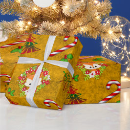 かわいいクリスマスキツネ ラッピングペーパー