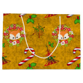 かわいいクリスマスキツネ ラージペーパーバッグ (裏面)