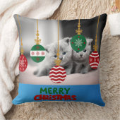かわいいクリスマスキティンの装飾ピロー クッション (ブランケット)