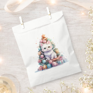 かわいいクリスマスキテンカラフルなクリスマスツリー フェイバーバッグ