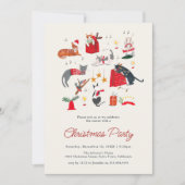 かわいいクリスマスキャッツホリデーパーティー 招待状 (正面)