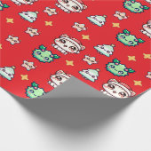 かわいいクリスマスキャッツ&スターラッピング紙 ラッピングペーパー (角)