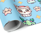 かわいいクリスマスキャッツ&スターラッピング紙 ラッピングペーパー (ロールコーナー)
