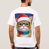 かわいいクリスマスキャットサンタクロース–68265 Tシャツ (裏面)