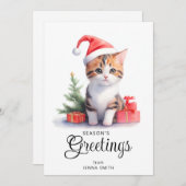 かわいいクリスマスキャットシーズンズホリデーカード シーズンカード (正面/裏面)