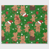 かわいいクリスマスキャピバラサンタスノーフレーク ラッピングペーパー (フラット)