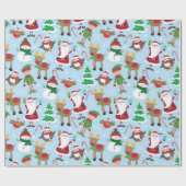 かわいいクリスマスキャラクターキッズ ラッピングペーパー (フラット)