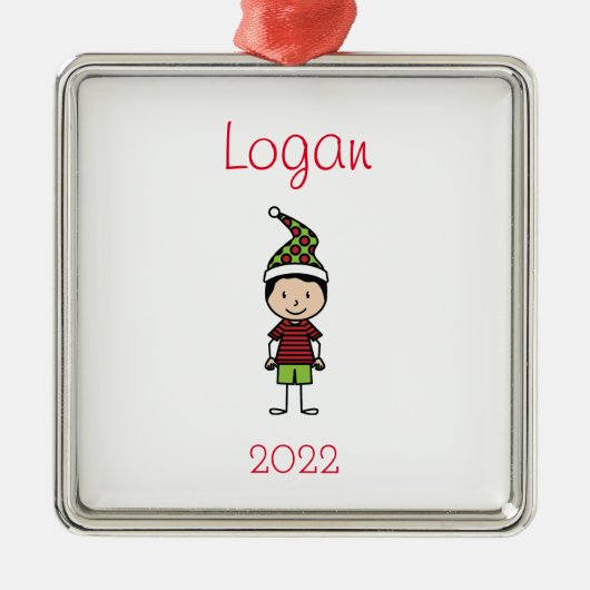 かわいいクリスマスキャラクターパーソナライズされたキッズ メタルオーナメント (正面)