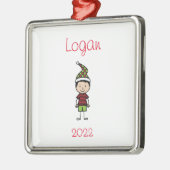 かわいいクリスマスキャラクターパーソナライズされたキッズ メタルオーナメント (左)