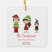 かわいいクリスマスキャラクターファミリー3 セラミックオーナメント (正面)