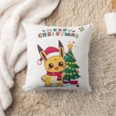 かわいいクリスマスキャラクター | アニメのホリデーアート クッション (ブランケット)