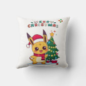 かわいいクリスマスキャラクター | アニメのホリデーアート クッション (裏面)