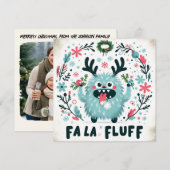 かわいいクリスマスキャロル "fa la fluff" シーズンカード (正面/裏面)