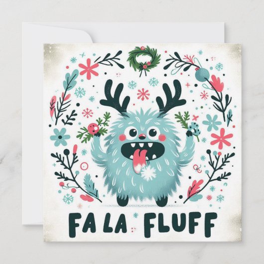 かわいいクリスマスキャロル "fa la fluff" シーズンカード (正面)