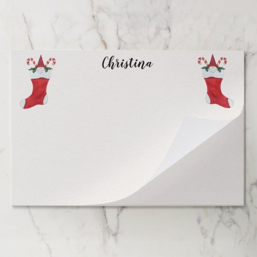 かわいいクリスマスキャンディと2つの赤いストッキング格言 ペーパーパッド (折り畳み)