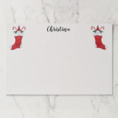 かわいいクリスマスキャンディと2つの赤いストッキング格言 ペーパーパッド (正面)