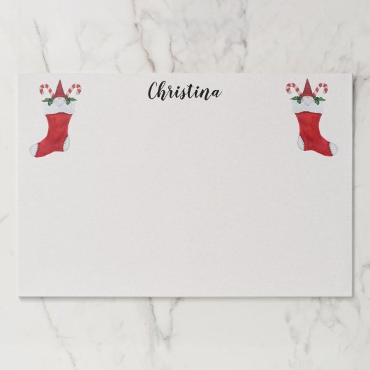 かわいいクリスマスキャンディと2つの赤いストッキング格言 ペーパーパッド (正面)