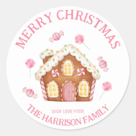 かわいいクリスマスキャンディハウスホリデーズシール ラウンドシール