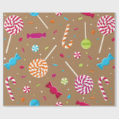 かわいいクリスマスキャンディパターン ラッピングペーパー (フラット)