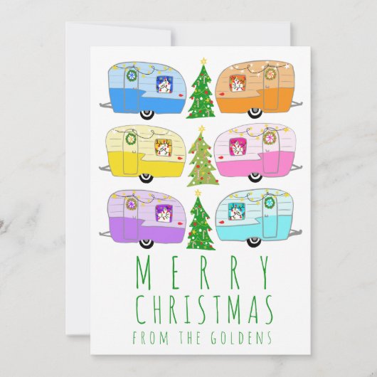 かわいいクリスマスキャンパーヴィンテージトレーラーRVデジタル シーズンカード (正面)