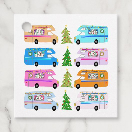 かわいいクリスマスキャンパー ヴィンテージ モーターホーム RV クリスマス フェイバータグ (正面)