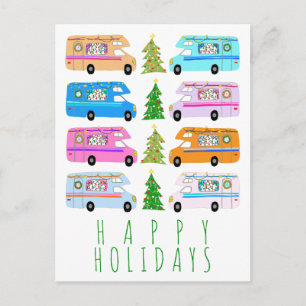 かわいいクリスマスキャンパー ヴィンテージ モーターホーム RV クリスマス ポストカード