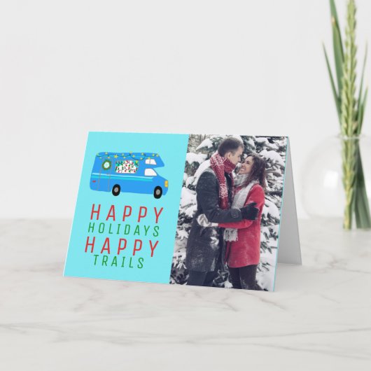 かわいいクリスマスキャンパーRVカスタムフォトホリデーカード カード (正面)